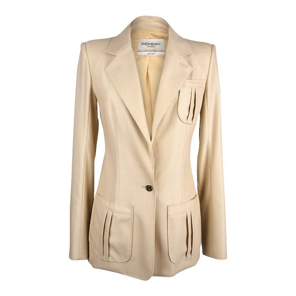 Yves Saint Laurent Pale Wheat Yellow Wool / Silk Jacket 38 / 6
